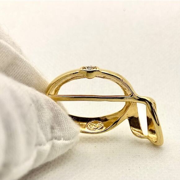 Premiere Designs Vintage Gold Tone scarf Slide w Cascading Rhinestones/Crystals - Picture 3 of 5